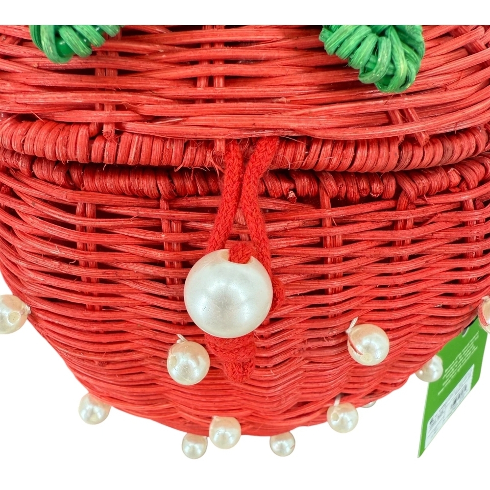 Kate Spade × Target In Hand Woven Strawberry Basket Bucket Bag With Pearls - Picture 4 of 10